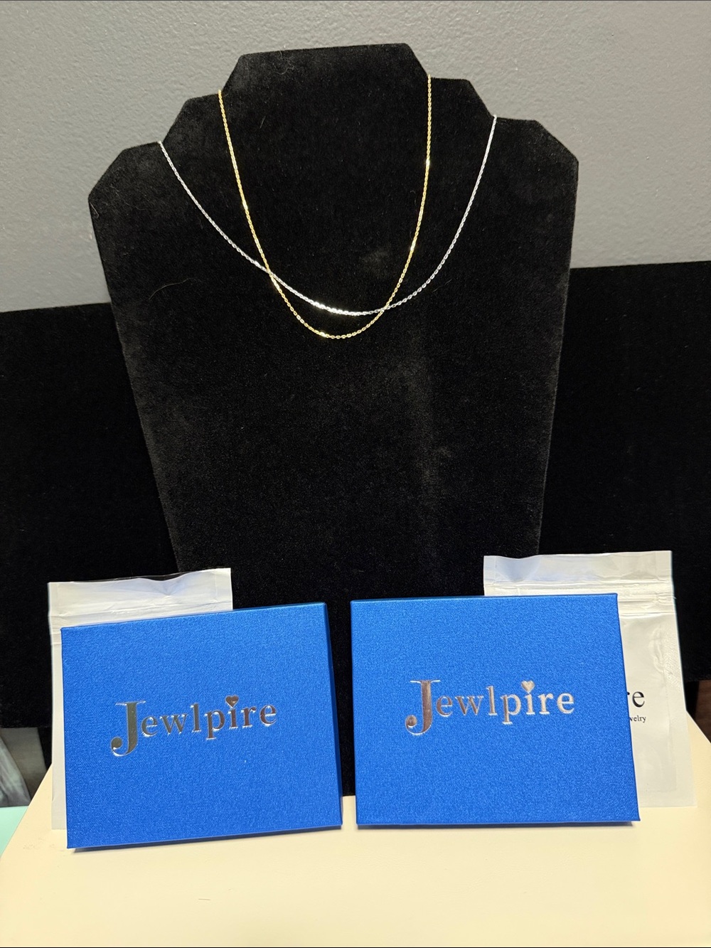 Jewlpire Chain Necklace Set - 14K Gold Plated & 925 Silver NIB